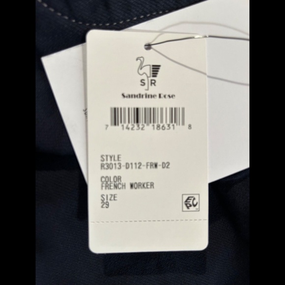 Sandrine Rose X Free People Blue/Blk French Worker Pant Pinstripe Patch Size 29 - Picture 11 of 14